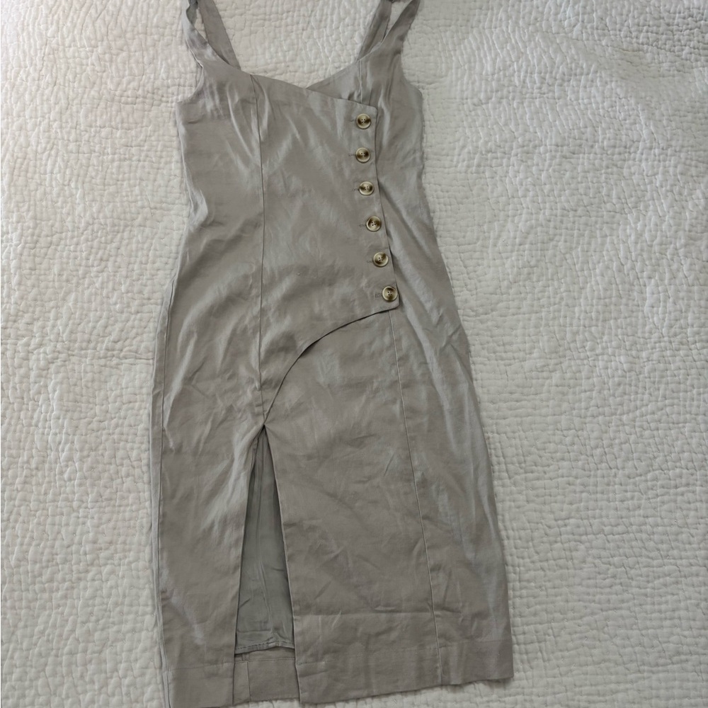 Anthropologie Gray Asymmetrical Sheath Dress